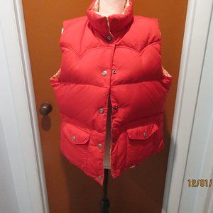 American Eagle Outfitters Red And Flower Print Reversible Down Vest, Size XL